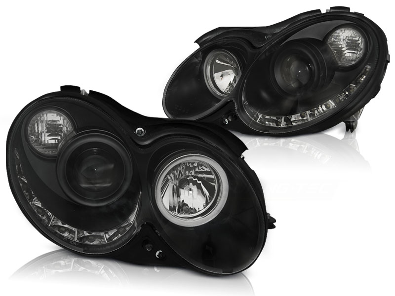 Koplampen DRL look Mercedes-Benz CLK Typ W209 Bj. 04-09 zwart