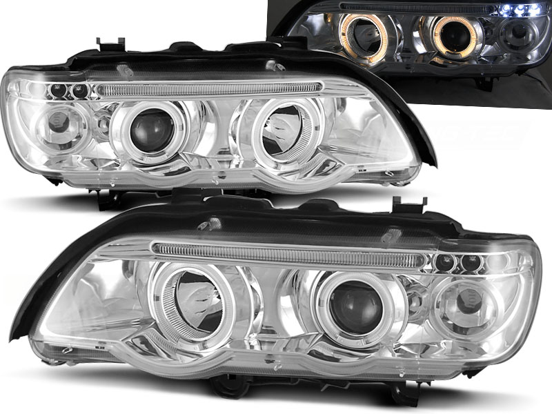 Koplampen BMW X5 Angel Eyes chroom