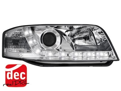 Koplampen Audi A6 4B 97-01 Devil Eyes real DRL LED Chroom