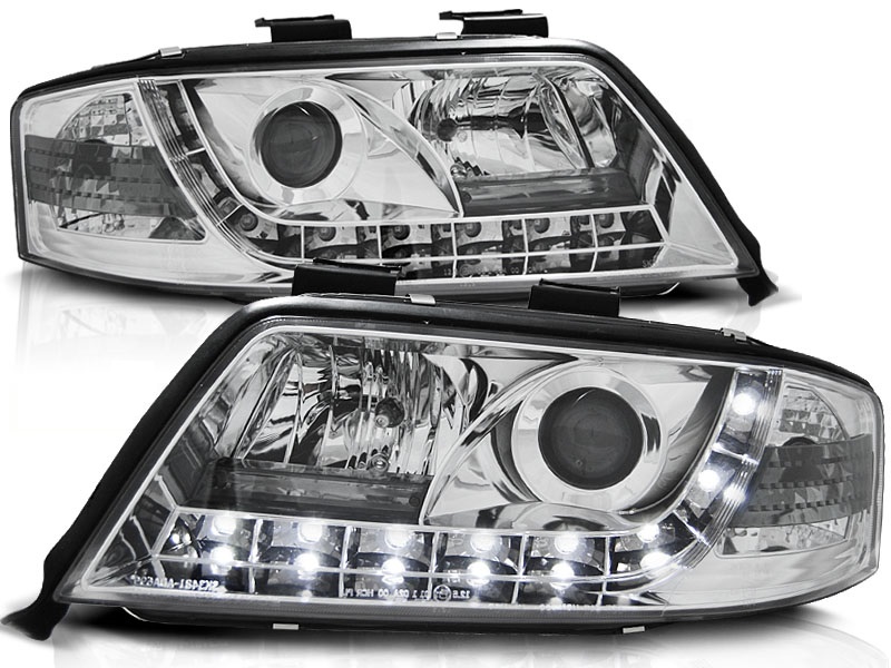Koplampen Audi A6 4B 97-01 DRL Look Chroom